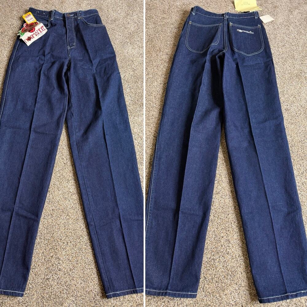 Vintage Normandee Rose High Rise Disco 70s Jeans DarkWash New Deadstock Sz 11